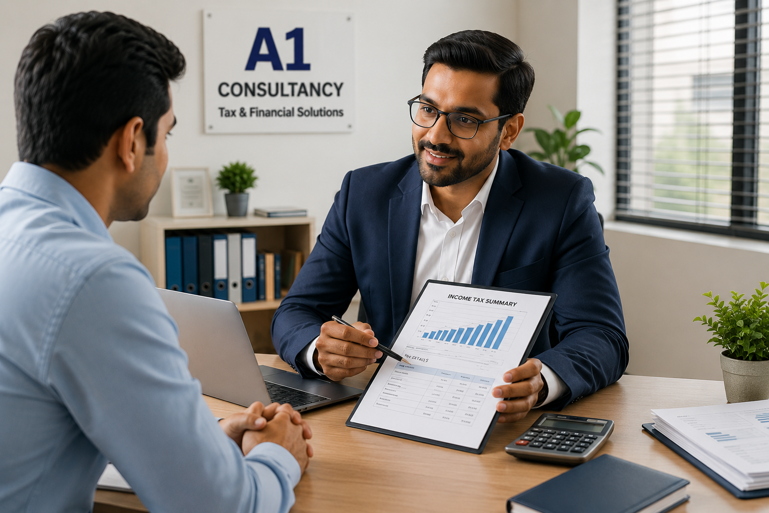 Tax consultant advising a client