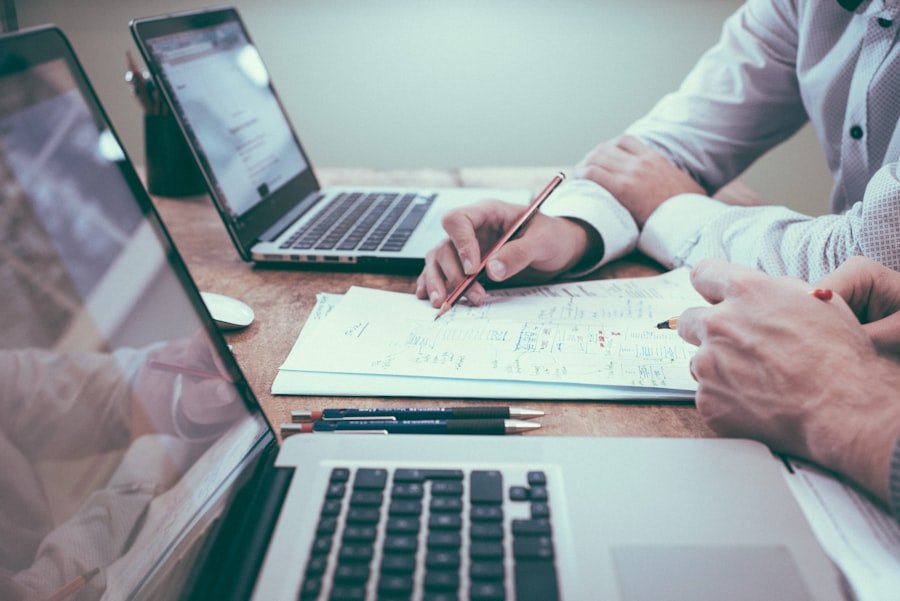 Accountant reviewing financial records with a client